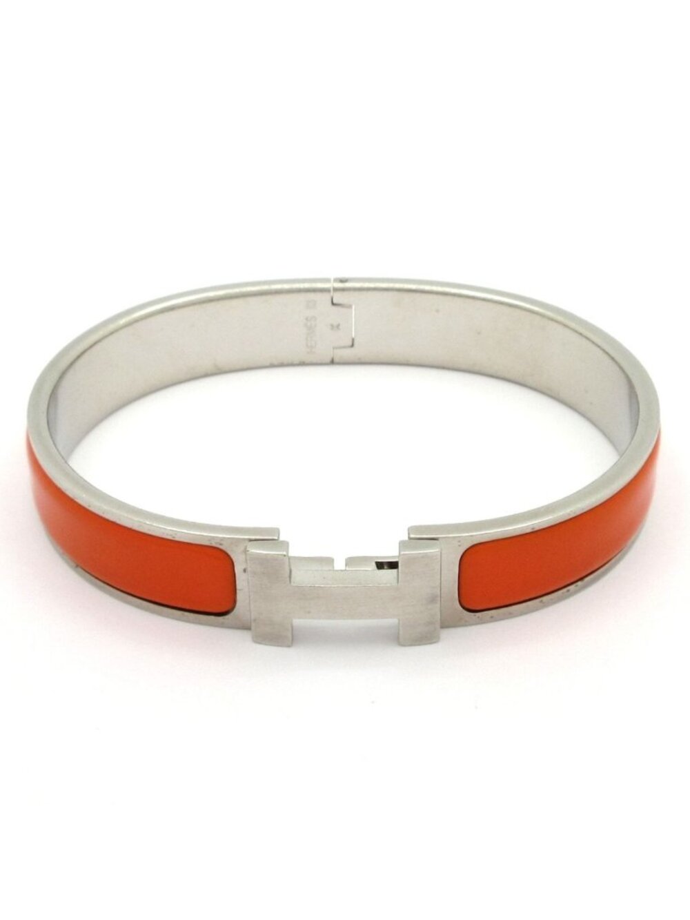 Hermes Bangle Clic HH Silver Orange Bracelet